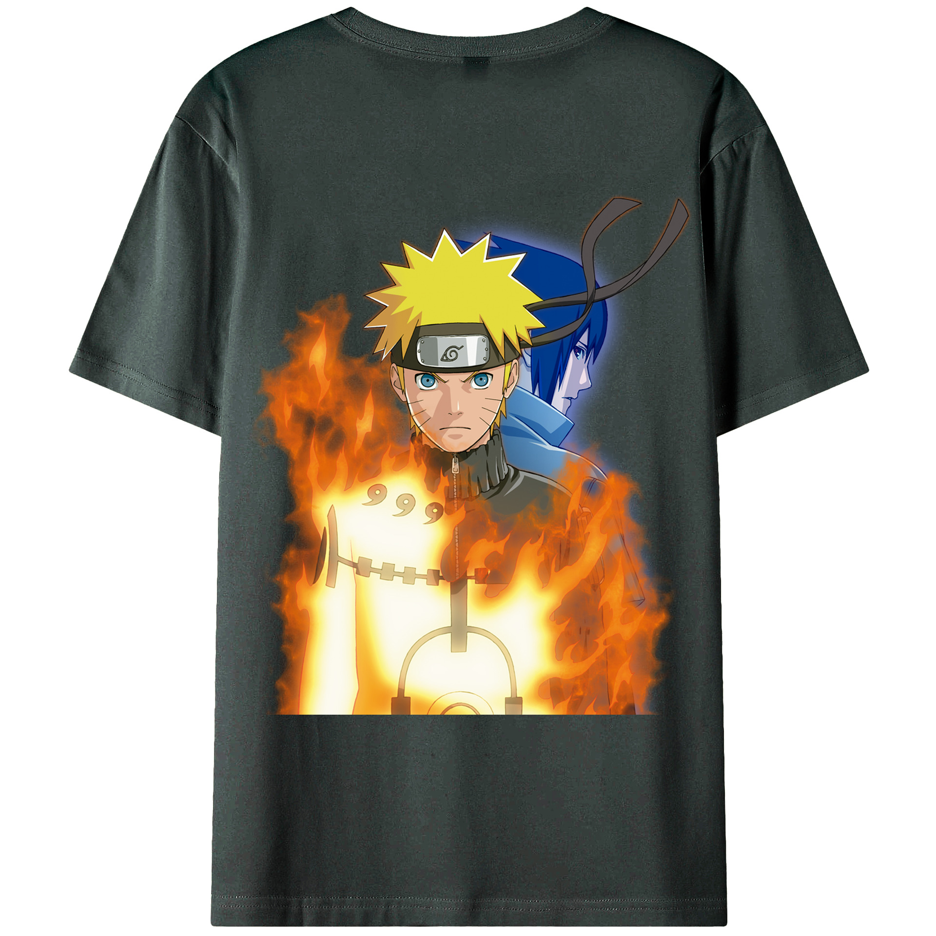 （画像用） NARUTO -ナルト- うずまき ナルト Uzumaki Naruto 綿100％ メンズ半袖Tシャツ（バックプリント） 通気性